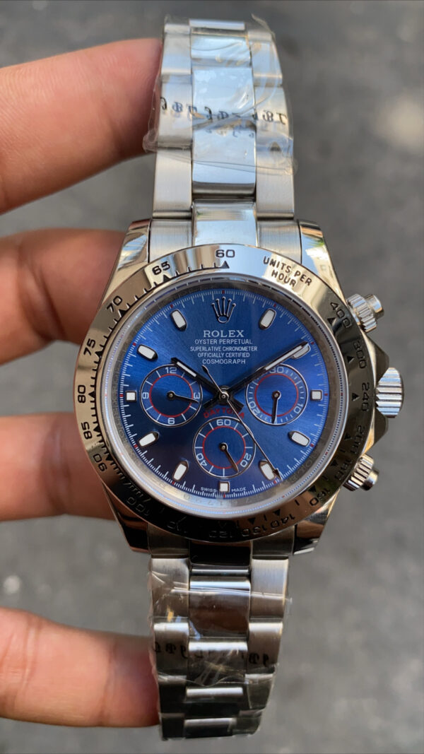 Rolex Cosmograph Daytona Mavi Kadran 40 mm 116509 Silver Replika Saat ROLDA010