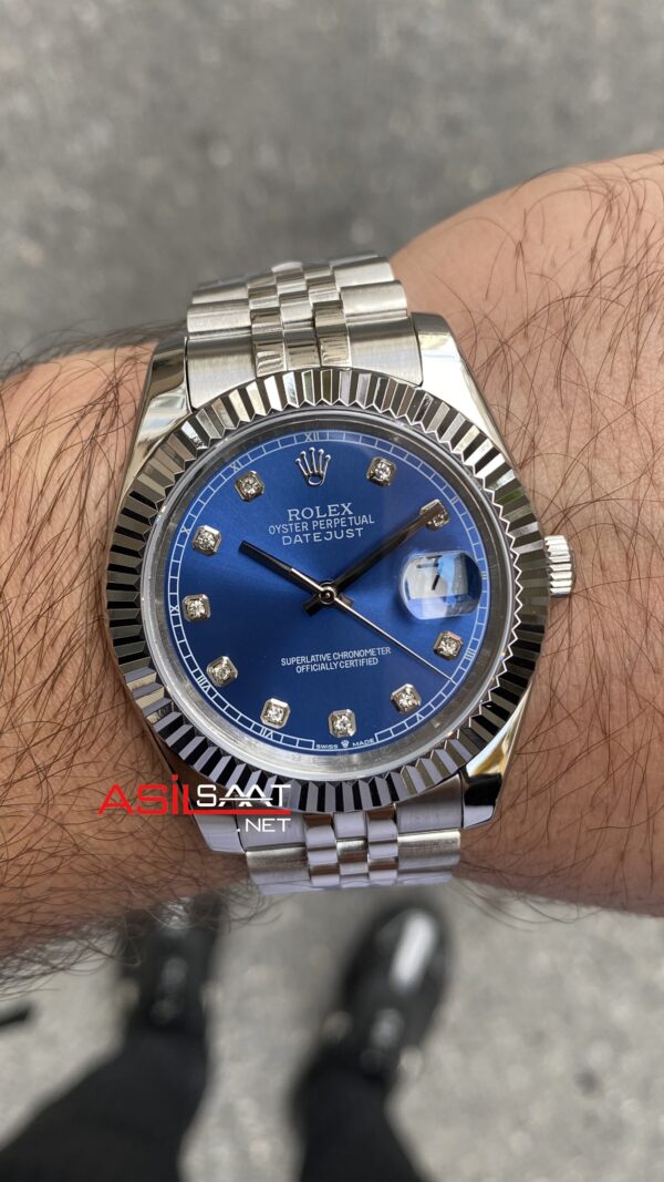 Rolex Datejust Mavi Taşlı 126334 Blue Diamond Jubilee 41 mm Replika Saat