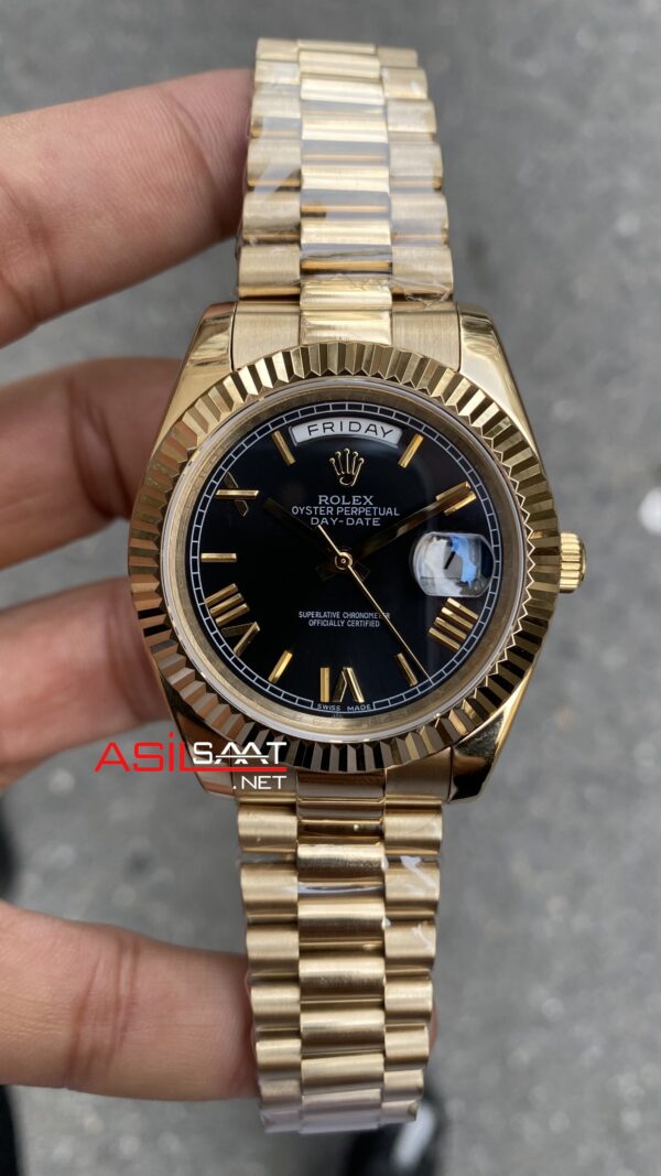 Rolex Day Date Siyah 218238 Black Romen Dial Gold