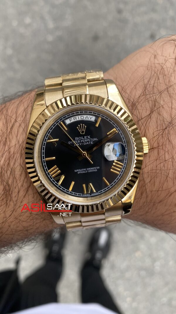 Rolex Day Date Siyah 218238 Black Romen Dial Gold