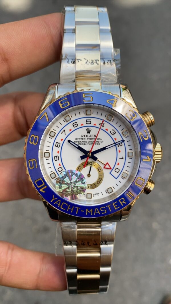 Rolex Yacht Master 2 44 mm 116681 White Silver Gold Replika Saat ROLYM002