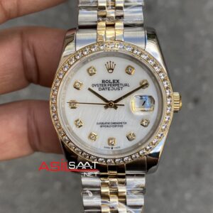 Rolex Datejust 36 mm Jubilee Taşlı Beyaz Sedef Kadran Bayan Saati 126233 Mother of Pearl Diamond Two Tone