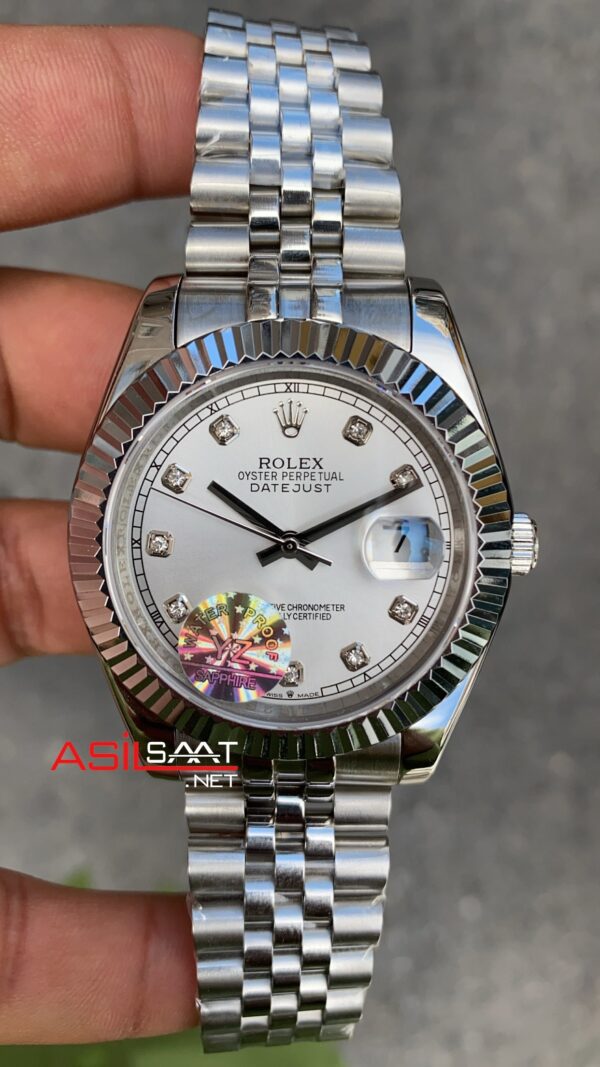 Rolex Datejust Jubilee Diamond Beyaz Kadran 41 mm 126334 White Silver Replika Saat ROLDJ009