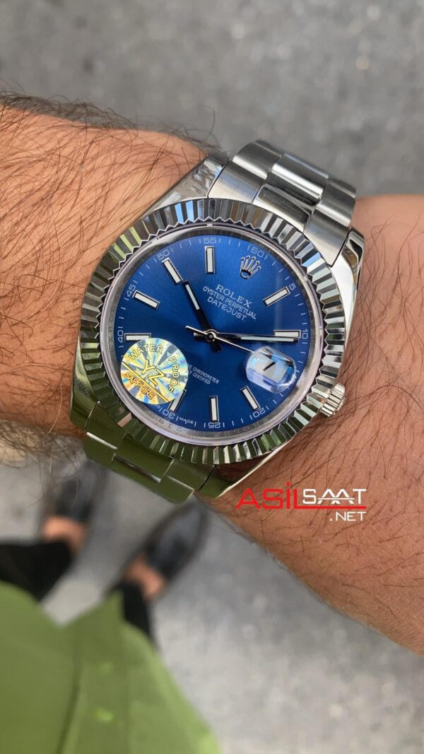 Rolex Datejust Oyster Perpetual Mavi Kadran 41 mm 126334 Blue Silver Replika Saat ROLDJ006