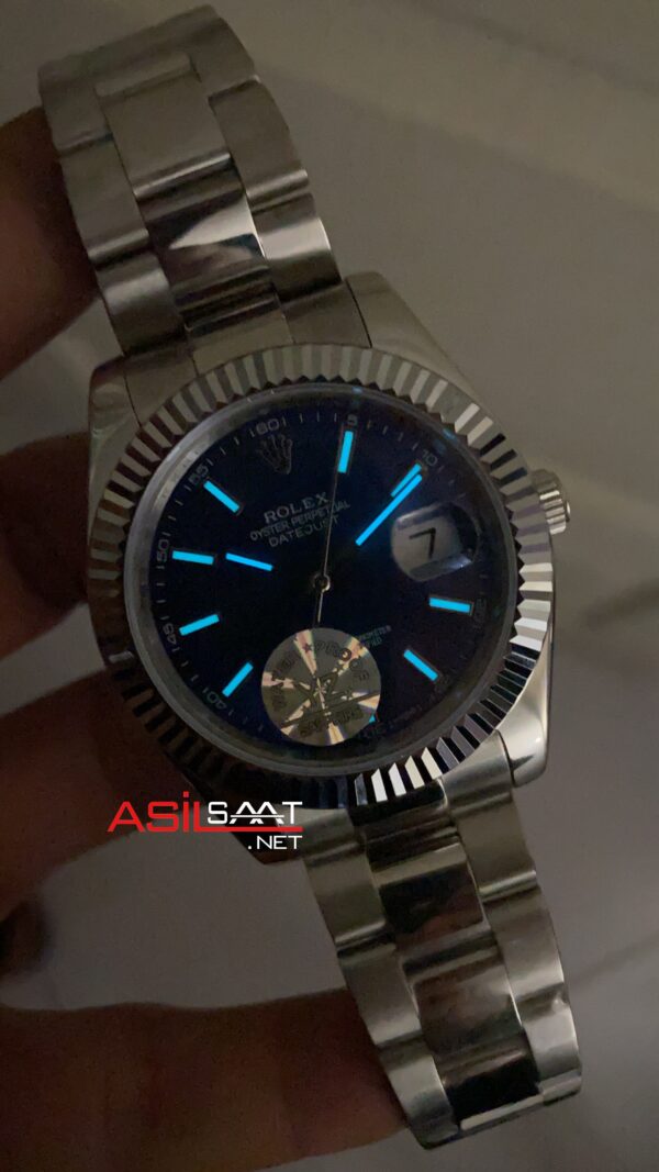 Rolex Datejust Oyster Perpetual Mavi Kadran 41 mm 126334 Blue Silver Replika Saat ROLDJ006