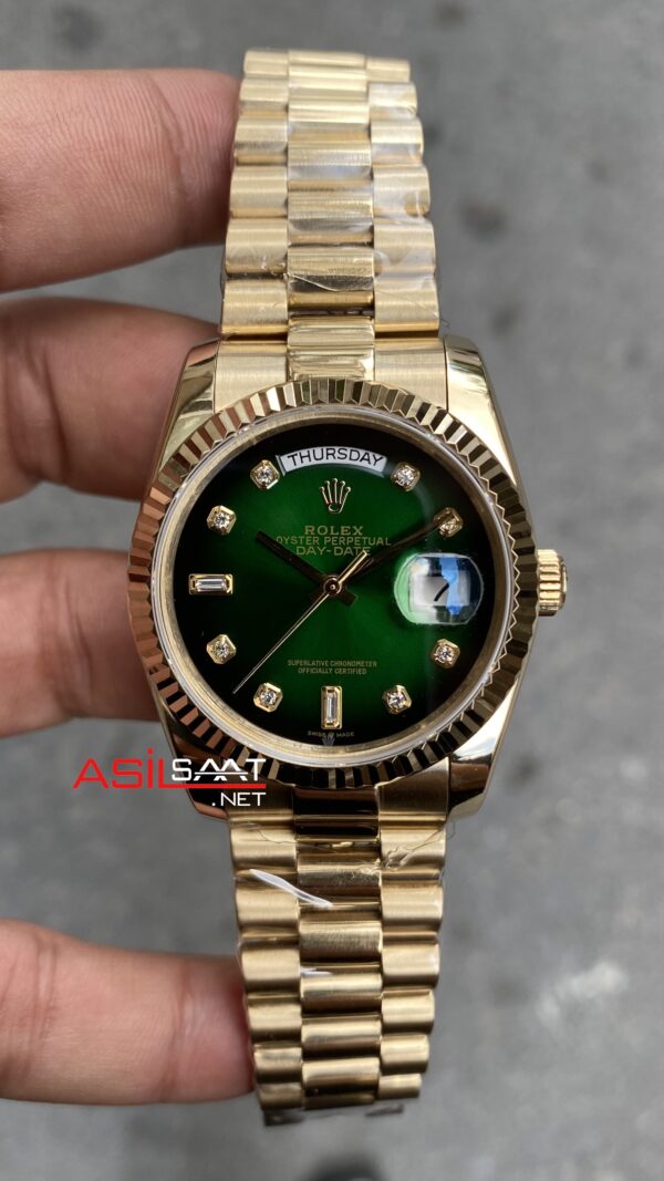 Rolex Day Date 128238 Yeşil Taşlı Kadran 36 mm Kadın Saati