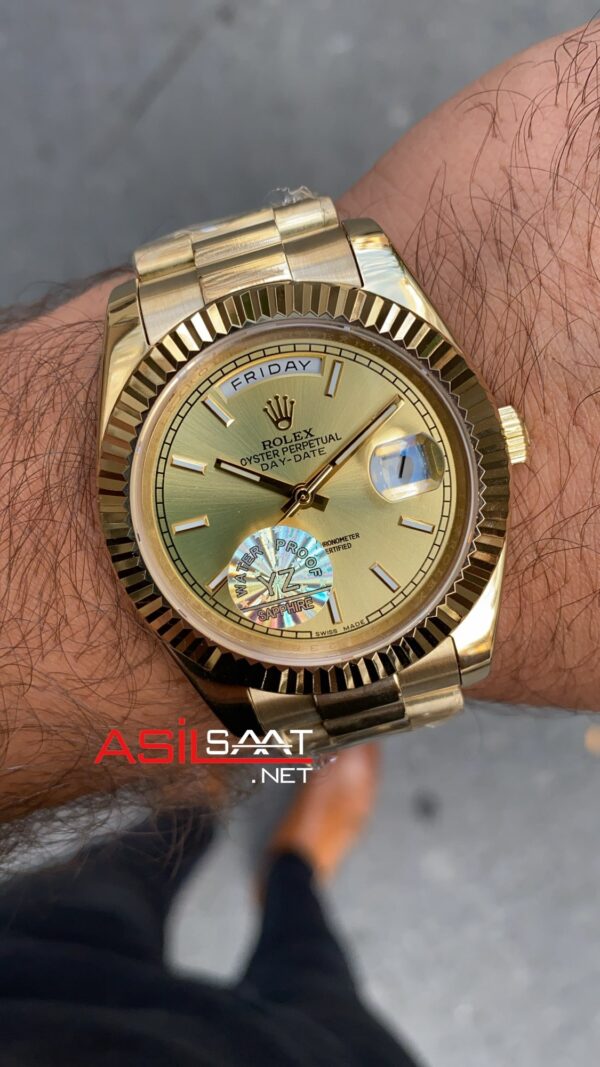 Rolex Day Date Champagne Dial 40 mm 218238 Gold Replika Saat ROLDD027