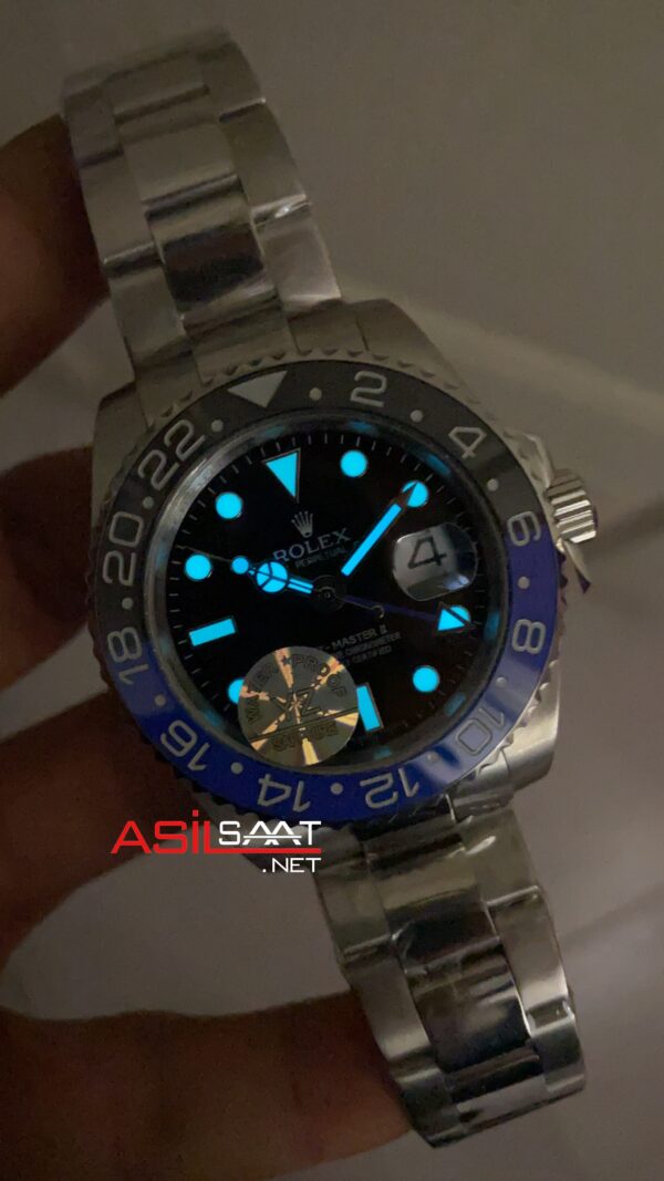 Rolex Gmt Master II 40 mm Batman 126710BLNR Silver Replika Saat ROLG008