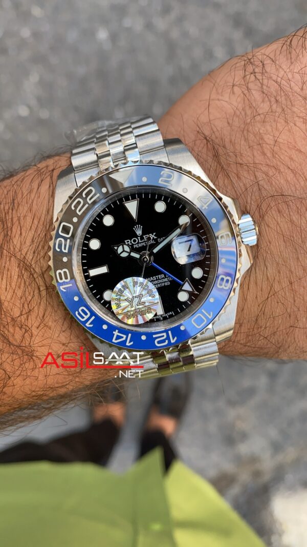 Rolex Jubilee Batman Gmt Master II 40 mm 126710 Silver Replika Saat ROLG007