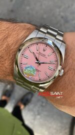 Rolex Oyster Perpetual Pembe Kadran 41 mm 124300 Pink Silver Replika Saat ROLP002