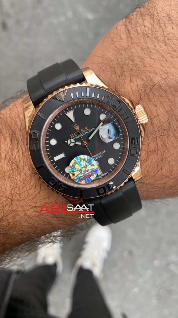 Rolex Yacht Master Everose Rubber 40 mm 116655 Oysterflex Rose Gold Replika Saat ROLYAC009