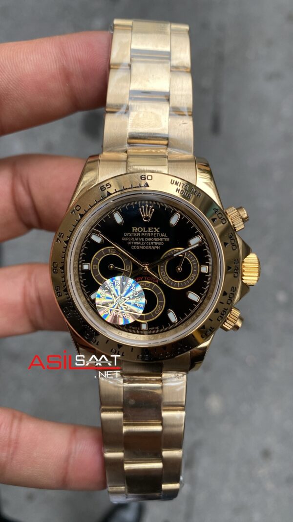 Rolex Cosmograph Daytona Siyah Kadran 40 mm 116508 Gold Replika Saat ROLDA017