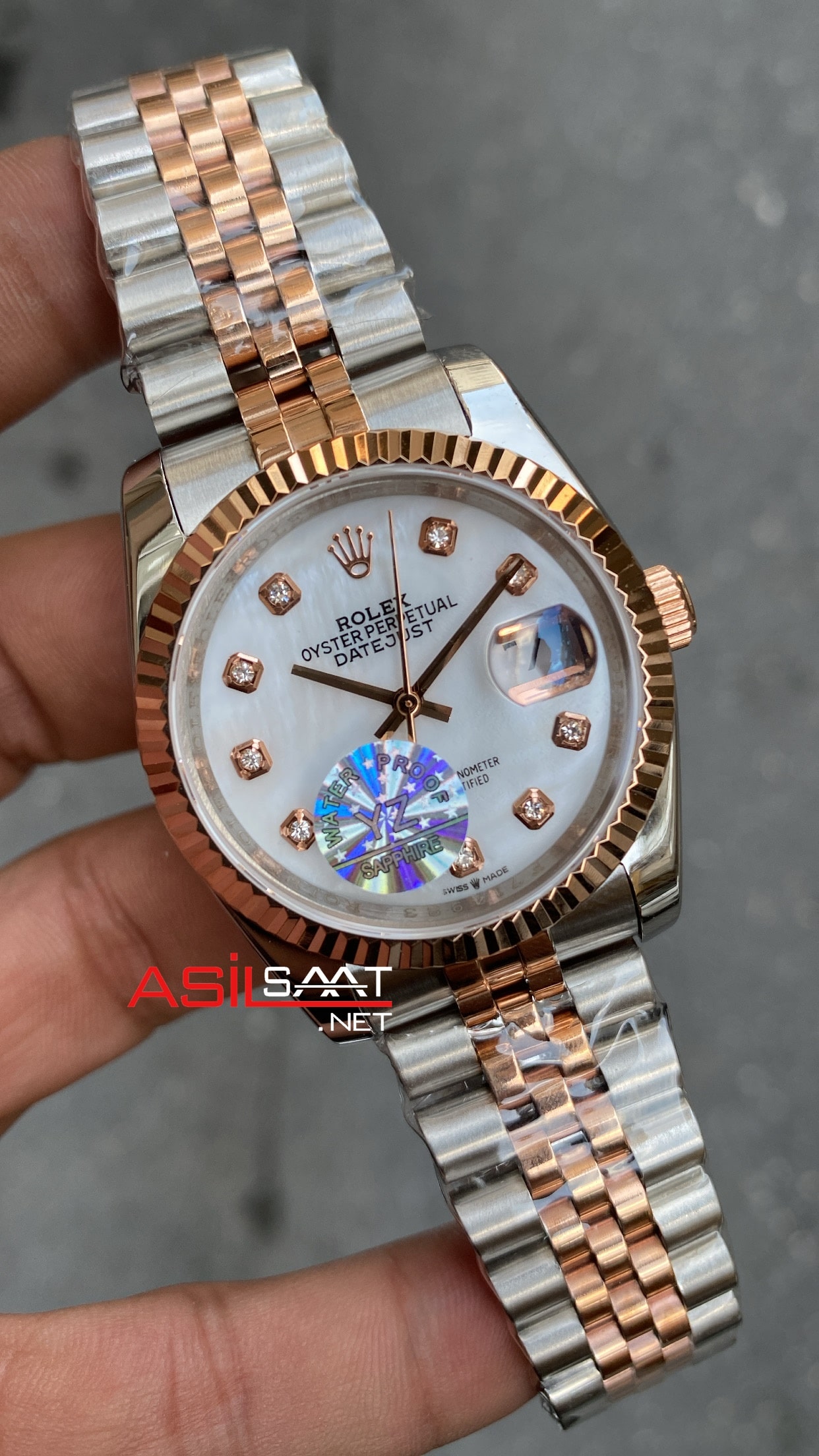 Rolex Datejust 36 mm Sedef Beyaz Kadran Bayan Kol Saati Two Tone White Diamond Dial Jubilee RBA081