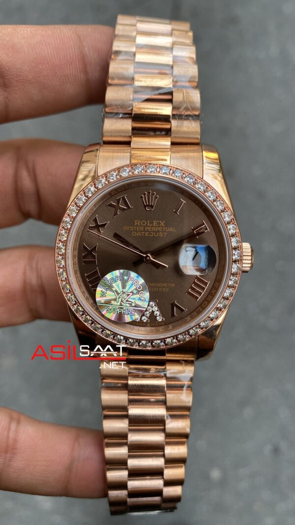 Rolex Datejust Chocolate 36 mm Rose Gold Bayan Saati RBA075