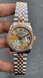 Rolex Datejust Mother Of Pearl 36 mm Bayan Saati 116231 Jubilee Diamond Bezel and Dial Silver Rose Gold RBA077
