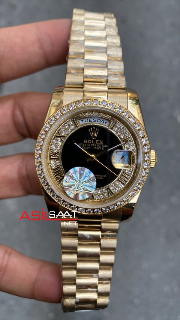 Rolex Day Date 36 mm Kadın Kol Saati Taşlı Kadran 118348 Diamond Gold RBA012