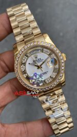 Rolex Day Date 36 mm Kadın Kol Saati Taşlı Kadran 118348 Diamond Gold RBA013