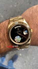 Rolex Day Date Onyx 40 mm 18038 Black Gold Replika Saat ROLDD041