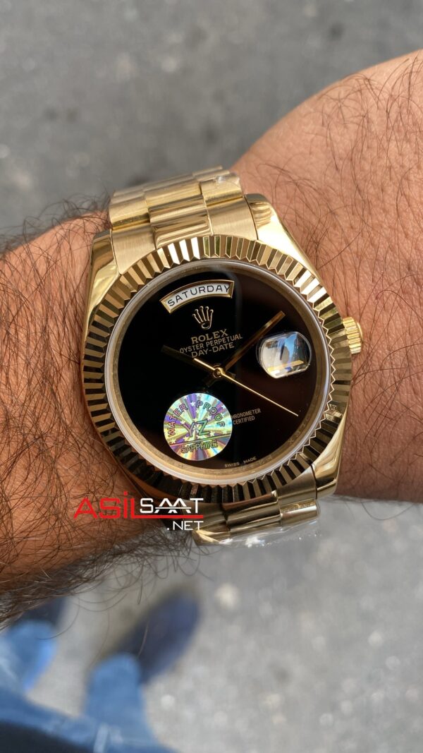 Rolex Day Date Onyx 40 mm 18038 Black Gold Replika Saat ROLDD041