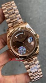Rolex Day-Date President Kahverengi Kadran 40 mm 228235 Chocolate Rose Gold Replika Saat ROLDD035