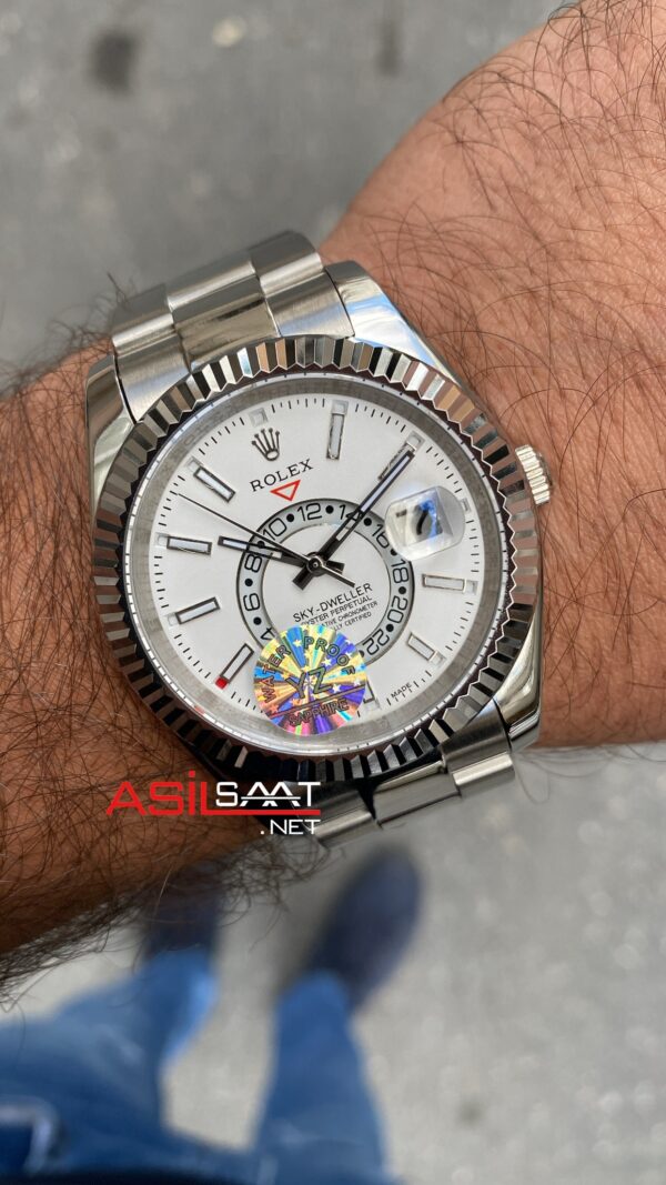 Rolex Oyster Sky Dweller Beyaz Kadran 42 mm 326934 White Silver Replika Saat ROLSKY002