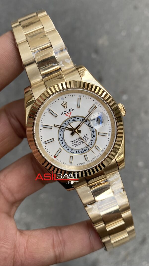 Rolex Sky Dweller Gold 336938 Beyaz Replika Saat
