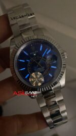 Rolex Sky Dweller Oyster Mavi Kadran 42 mm 326934 Blue Silver Replika Saat ROLSKY003