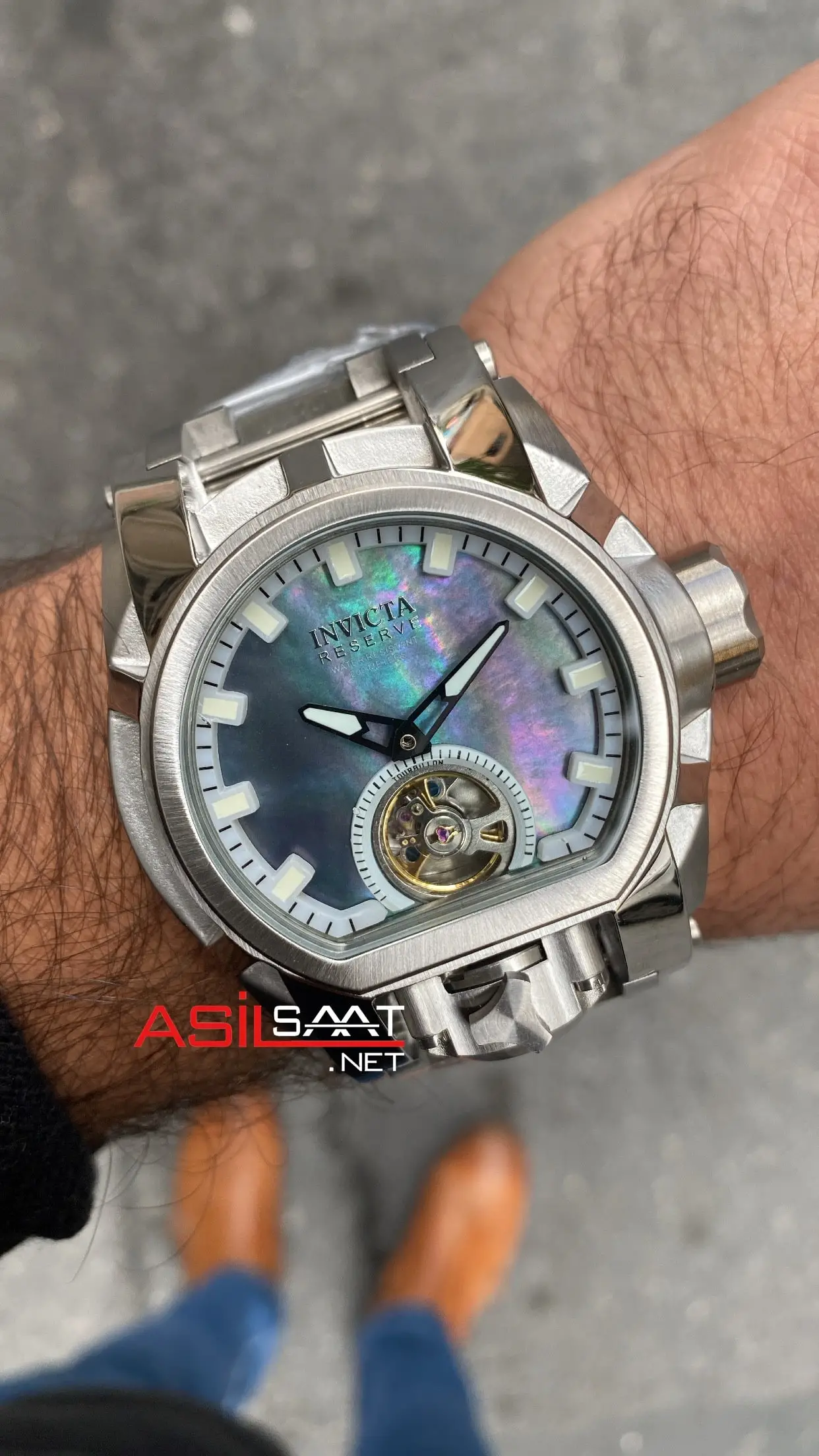 Invicta Reserve Bolt Zeus Magnum Tourbillon Rainbow 52 mm 28391 Silver Replika Saat IMA012