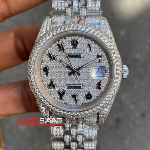 Rolex Datejust Arabic Dial Diamond Silver 126334 Jubilee 41 mm 3235 Super Klon Eta Saat