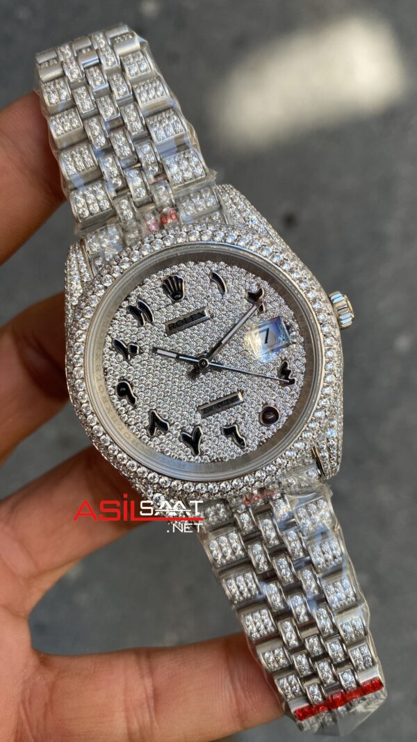 Rolex Datejust Arabic Dial Diamond Silver 126334 Jubilee 41 mm 3235 Super Klon Eta Saat