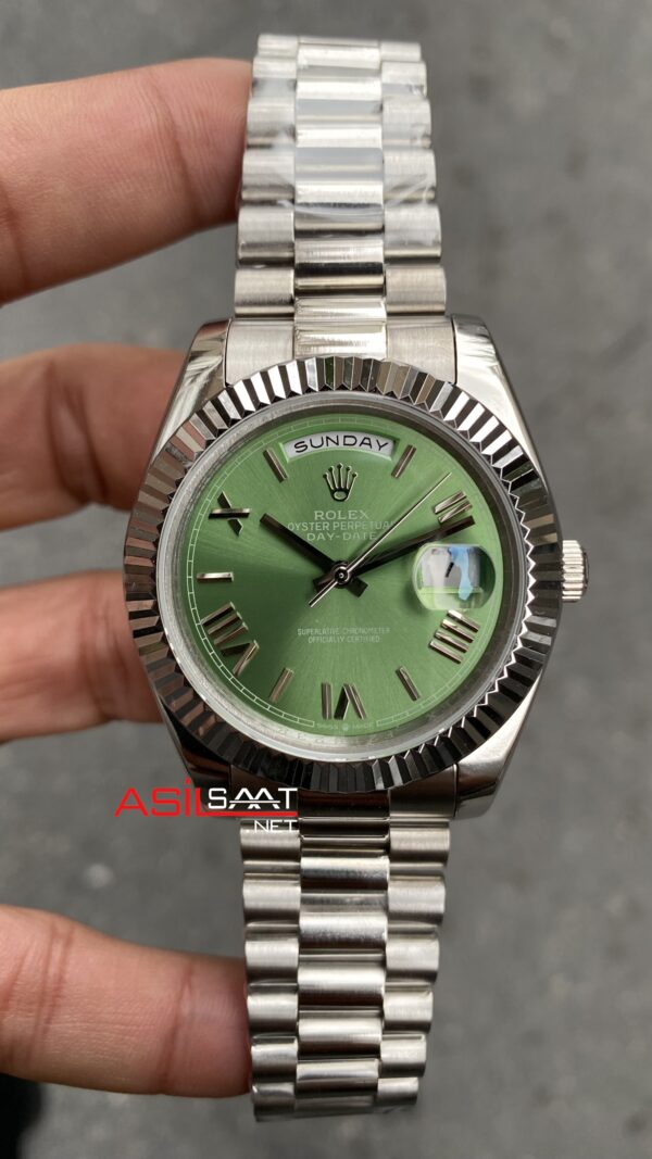 Rolex Day Date Yeşil Kadran 40 mm 228239 Olive Green Silver Replika Saat ROLDD004