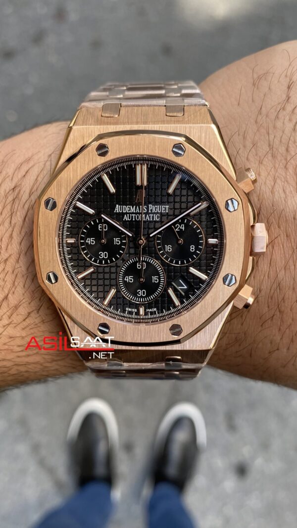 Audemars Piguet Royal Oak Chronograph 26240OR Siyah Rose Replika Saat