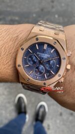 Audemars Piguet Royal Oak Mavi Kadran Chronograph 41 mm 26240OR Rosegold Replika Saat APR016