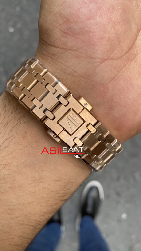 Audemars Piguet Royal Oak Mavi Kadran Chronograph 41 mm 26240OR Rosegold Replika Saat APR016