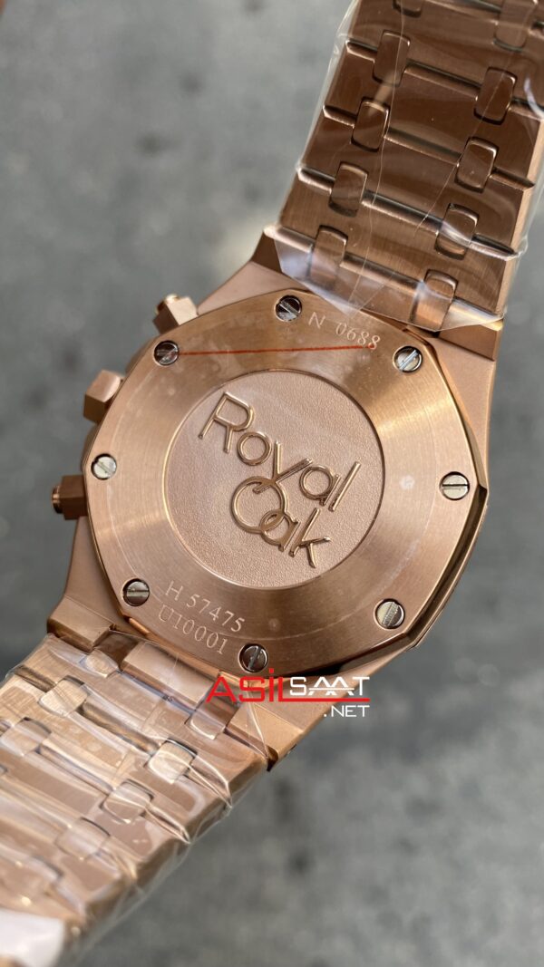 Audemars Piguet Royal Oak Mavi Kadran Chronograph 41 mm 26240OR Rosegold Replika Saat APR016