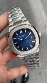 Patek Philippe Nautilus 40 mm Mavi Kadran 5711/1A-010 Silver Replika PPNA003