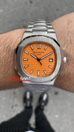 Patek Philippe Nautilus 40 mm Turuncu Kadran 5711 Silver Replika PPNA007