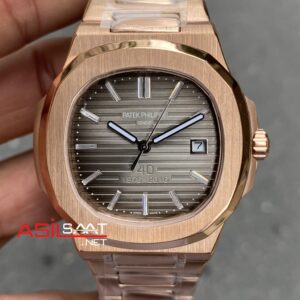 Patek Philippe Nautilus 40 th Year Anniversary Gri Kadran 40 mm 5711 Rosegold Replika PPNA027