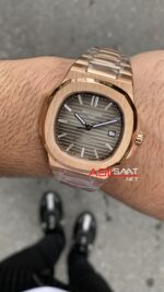 Patek Philippe Nautilus 40 th Year Anniversary Gri Kadran 40 mm 5711 Rosegold Replika PPNA027