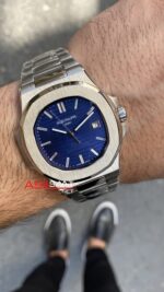 Patek Philippe Nautilus 40 th Year Anniversary Mavi Kadran 40 mm 5711/1P-001 Silver Replika PPNA025