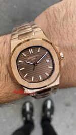 Patek Philippe Nautilus Chocolate Kadran Kahverengi 40 mm 5711 Rosegold Replika Saat PPNA011
