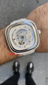 SevenFriday White P Series 47 mm SF-P1B/02 Silver Replika Saat SFP004