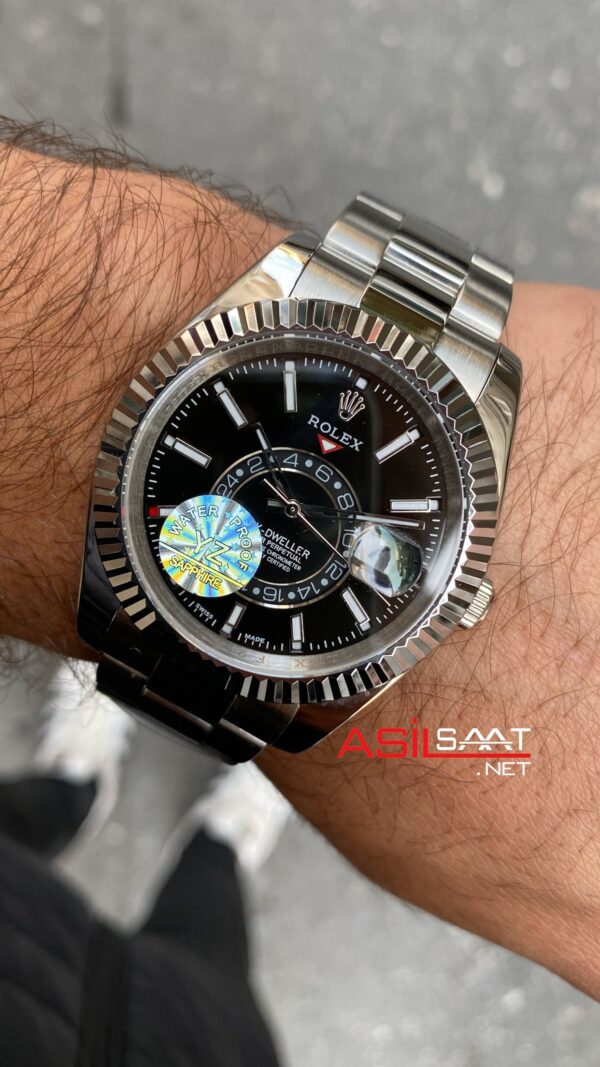 Rolex Oyster Sky Dweller Siyah Kadran 42 mm 326934 Black Silver Replika Saat ROLSKY001