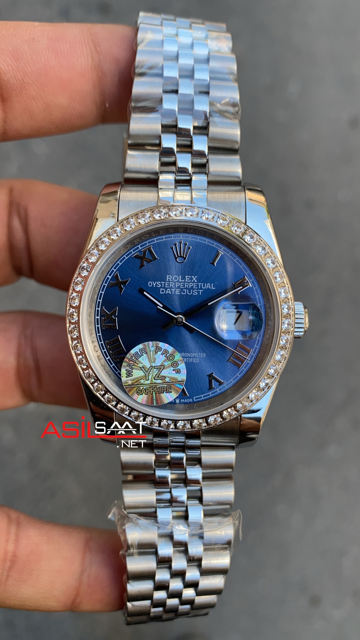 Rolex Datejust 36 mm Mavi Romen 116234 Blue Roman Dial Jubilee Bracelet Silver Replika Saat