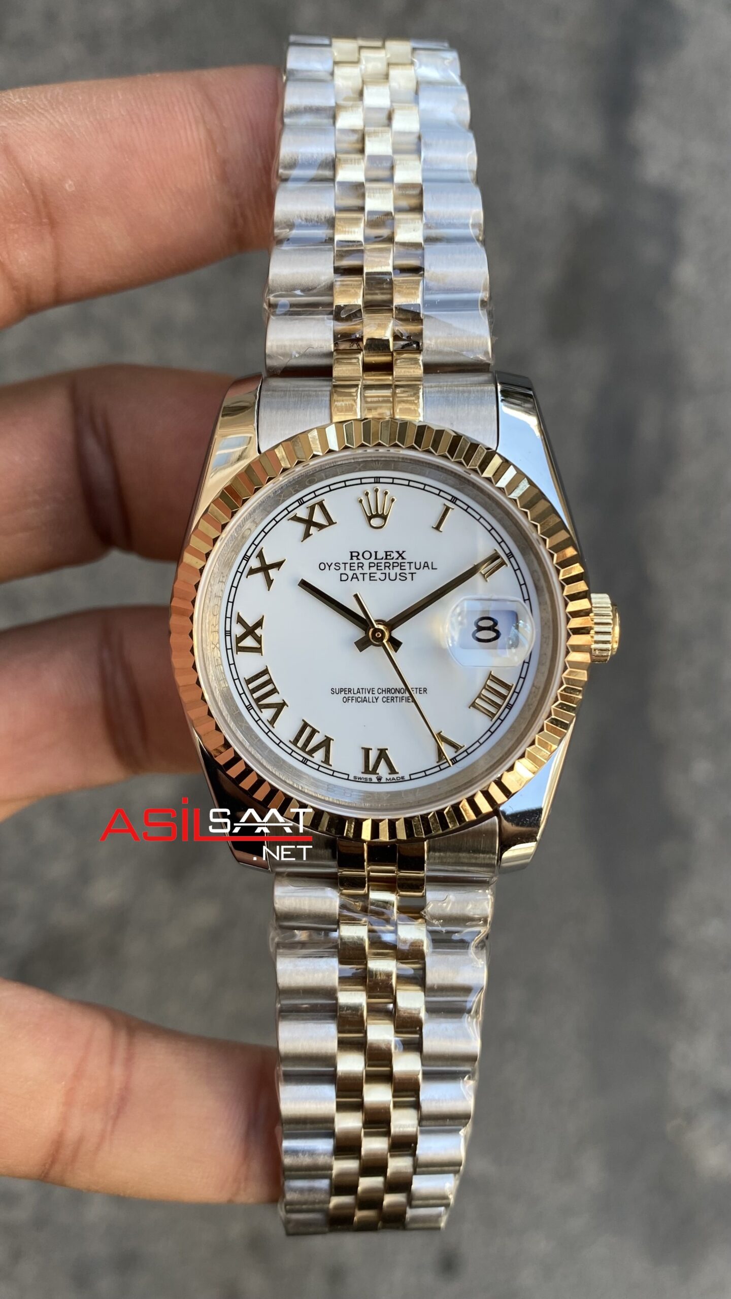 Rolex Datejust Kadın Saati 36 mm Beyaz 126233 Jubilee White Roman Dial Two Tone Replika Saat