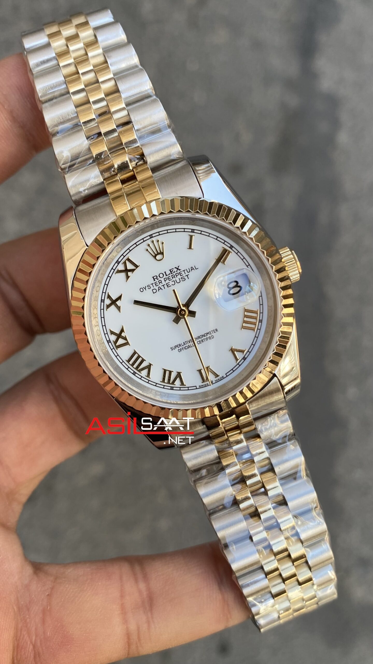 Rolex Datejust Kadın Saati 36 mm Beyaz 126233 Jubilee White Roman Dial Two Tone Replika Saat