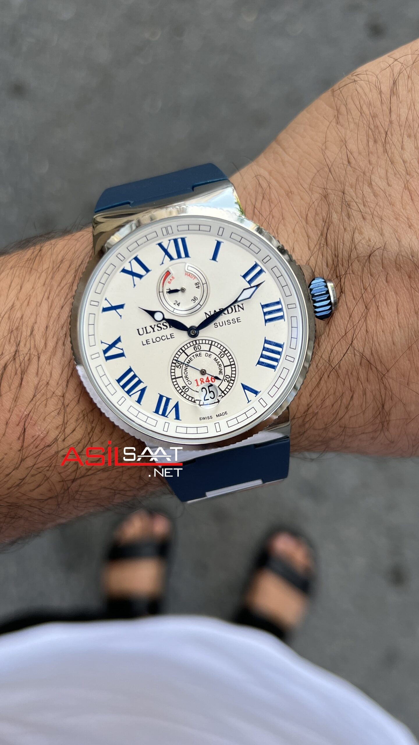 Ulysse Nardin Marine Chronometer Manufacture Beyaz Mavi Replika Saat